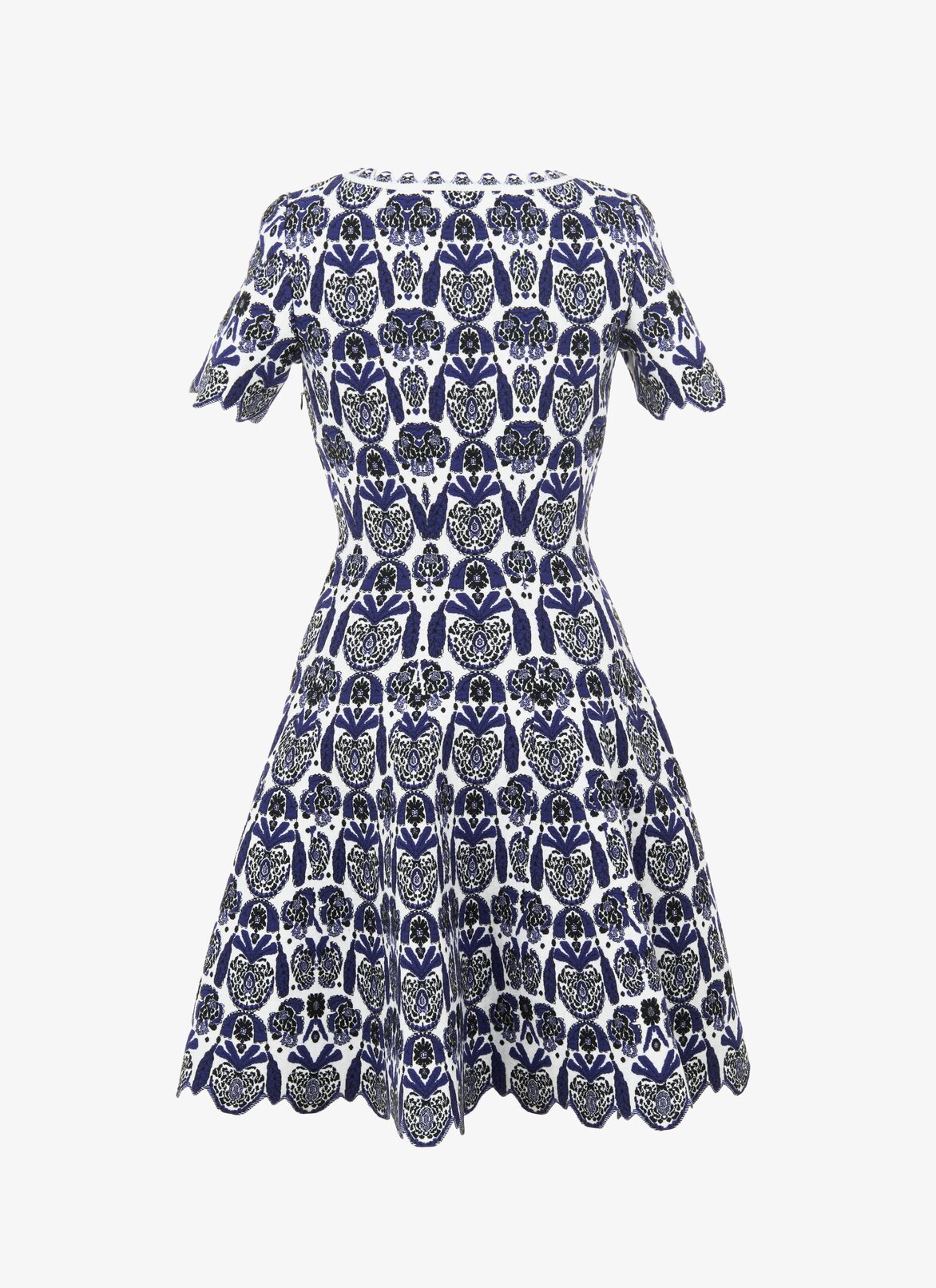 Flared Knitted Dress ALAÏA WHITE/BLUE FLARED KNITTED DRESS